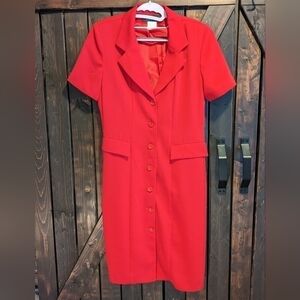 Harve Bernard vintage 80s button front red dress, size 10